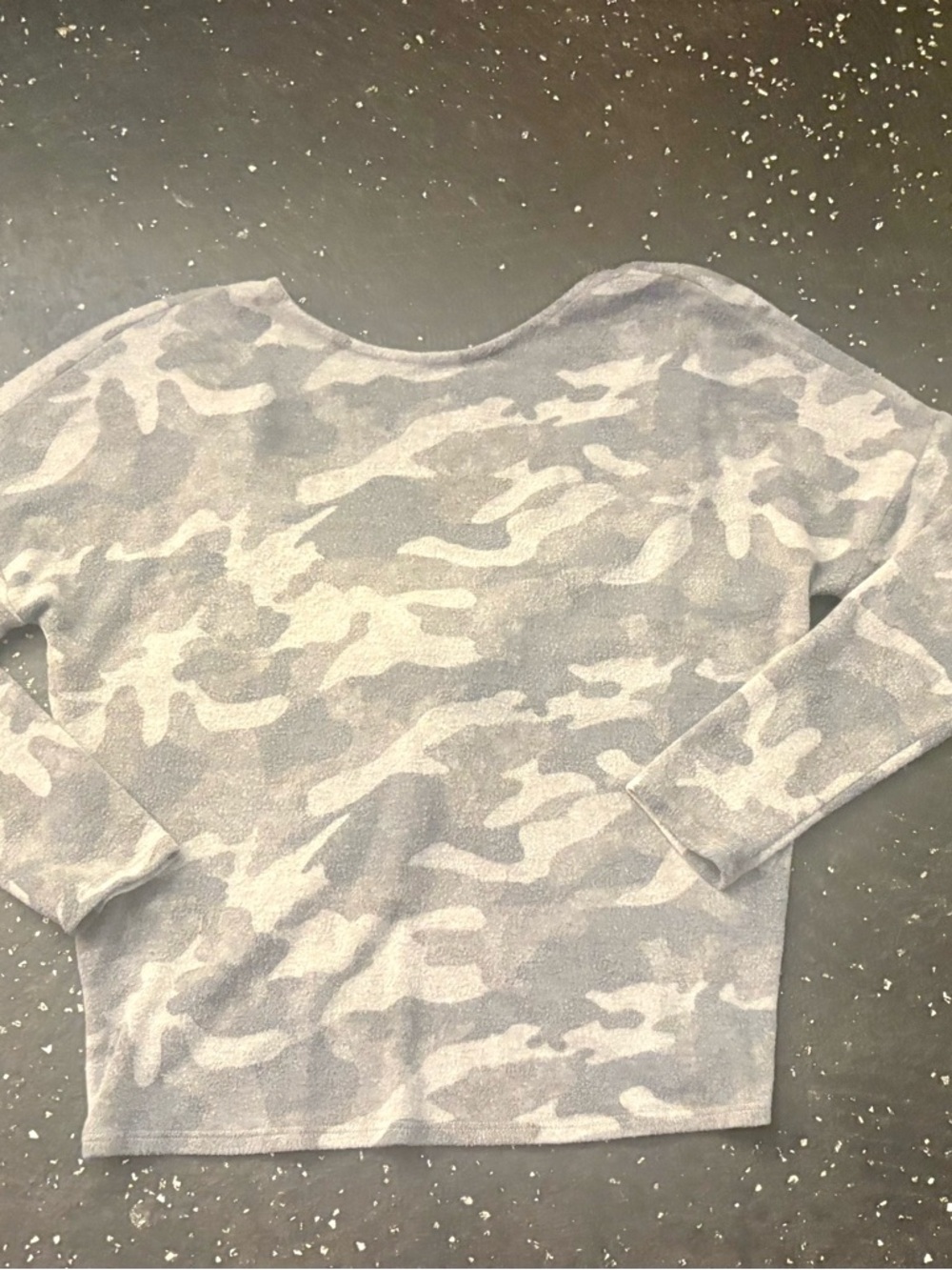1.4.3. Story by Line Up Gray & Cream Camouflage Scoop Neck Sweater